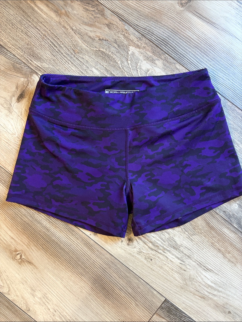 Born Primitive Purple Camo Low-Rise Bike Shorts